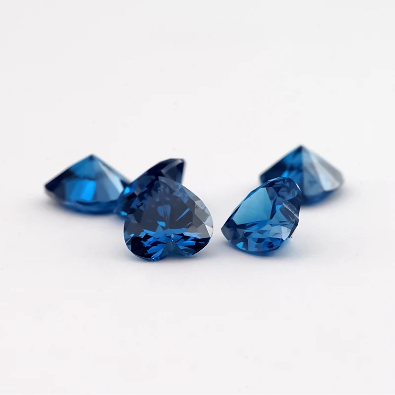 Heart Colored Cubic Zirconia Blue Loose Stone