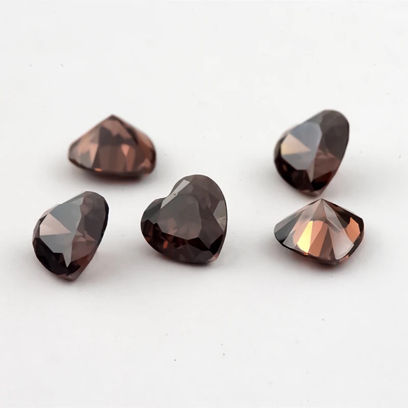 Heart Colored Cubic Zirconia Coffee Color Loose Stone
