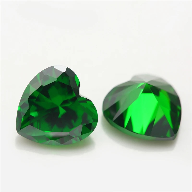 Heart Colored Cubic Zirconia Green Loose Stone