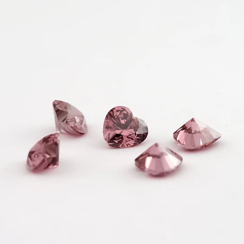Heart Colored Cubic Zirconia Rhodolite Color Loose Stone