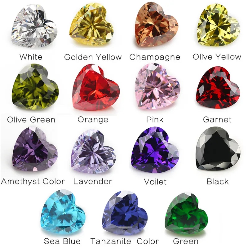 Heart Colored Cubic Zirconia Loose Stone