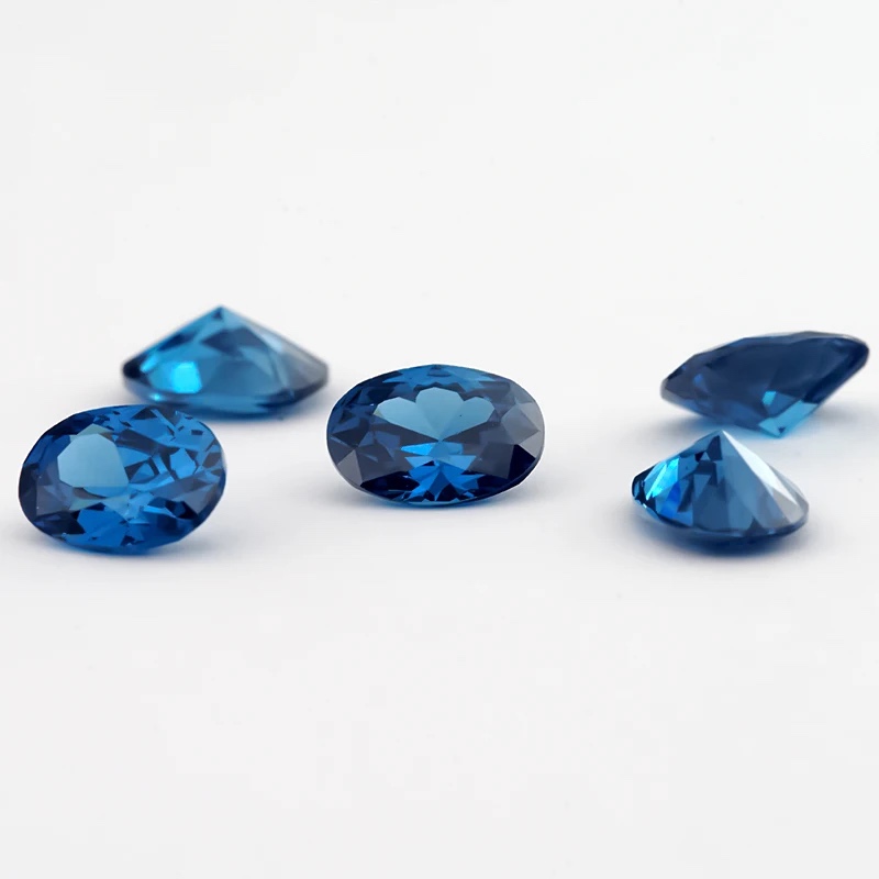 Oval Colored Cubic Zirconia Blue Loose Stone