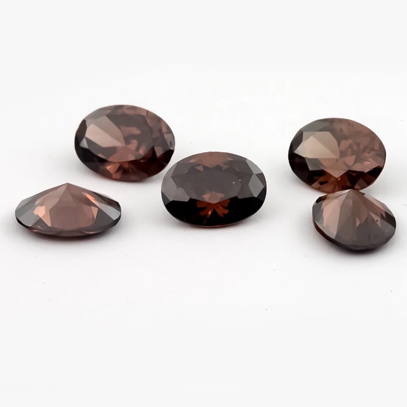 Oval Colored Cubic Zirconia Coffee Color Loose Stone
