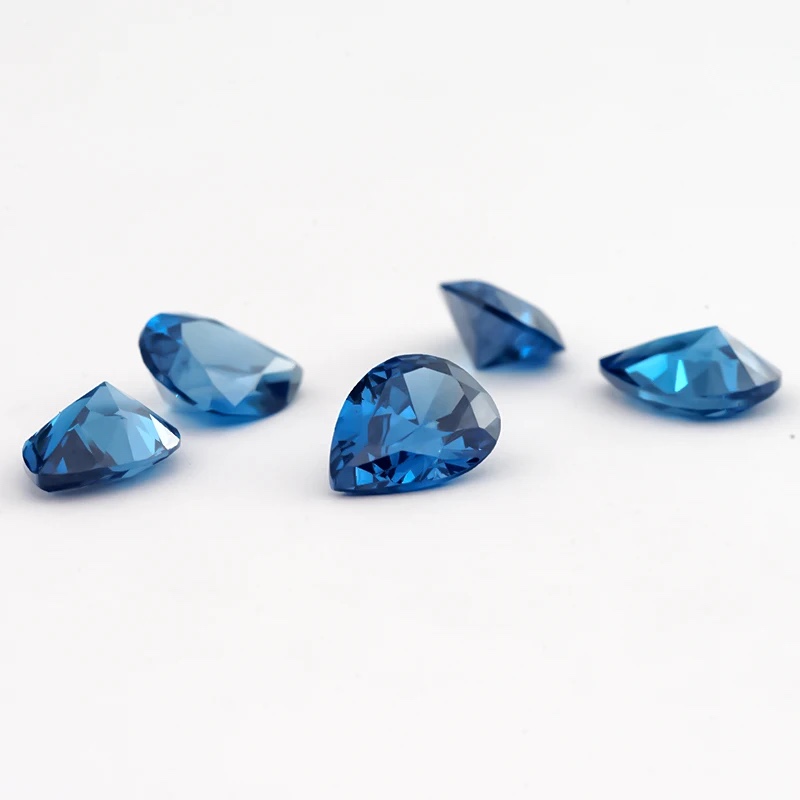 Pear Colored Cubic Zirconia Blue Loose Stone