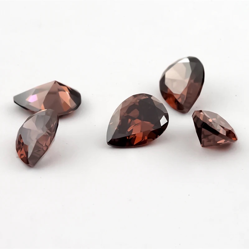 Pear Colored Cubic Zirconia Coffee Color Loose Stone