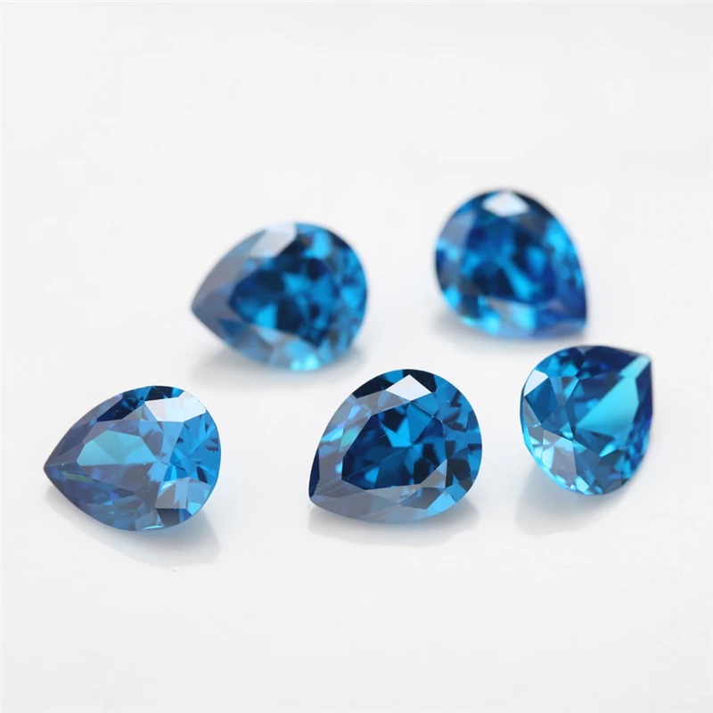 Pear Colored Cubic Zirconia Deep Sea Blue Loose Stone