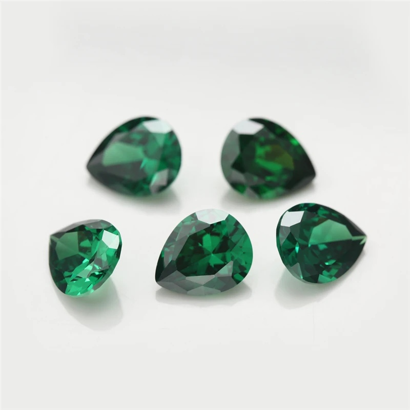 Pear Colored Cubic Zirconia Green Loose Stone