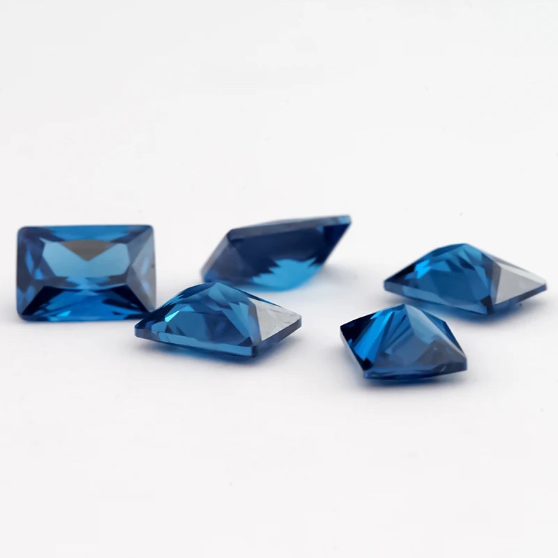 Rectangle Octagon Baguette Colored Cubic Zirconia Blue Loose Stone