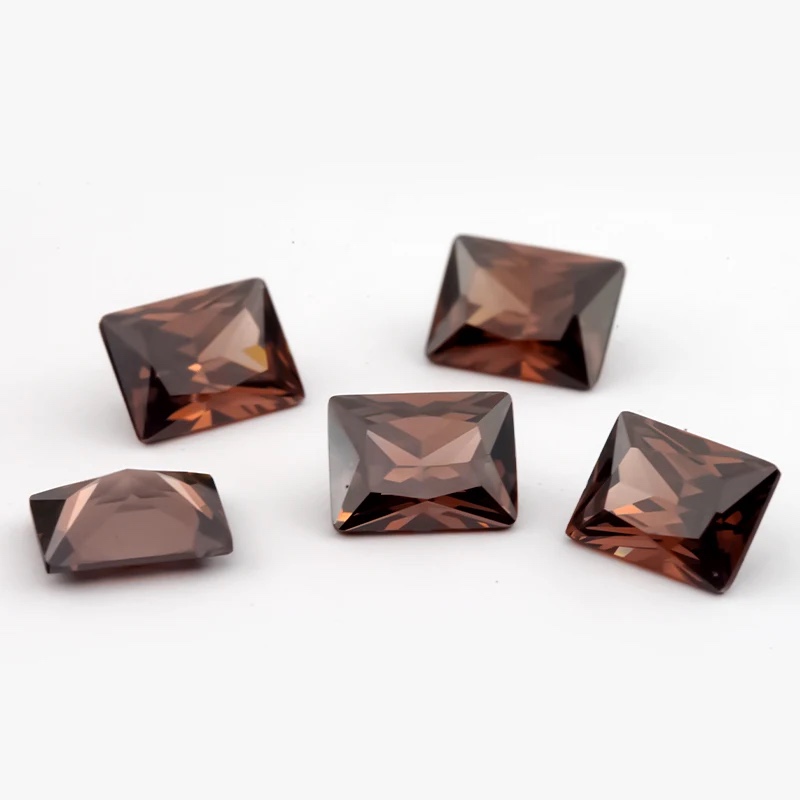 Rectangle Octagon Baguette Colored Cubic Zirconia Coffee Color Loose Stone