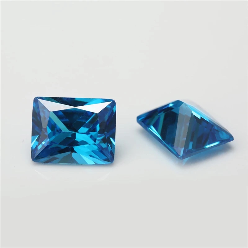 Rectangle Octagon Baguette Colored Cubic Zirconia Deep Sea Blue Loose Stone