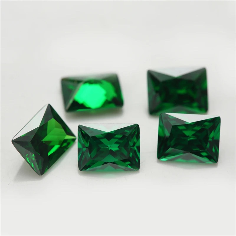 Rectangle Octagon Baguette Colored Cubic Zirconia Green Loose Stone