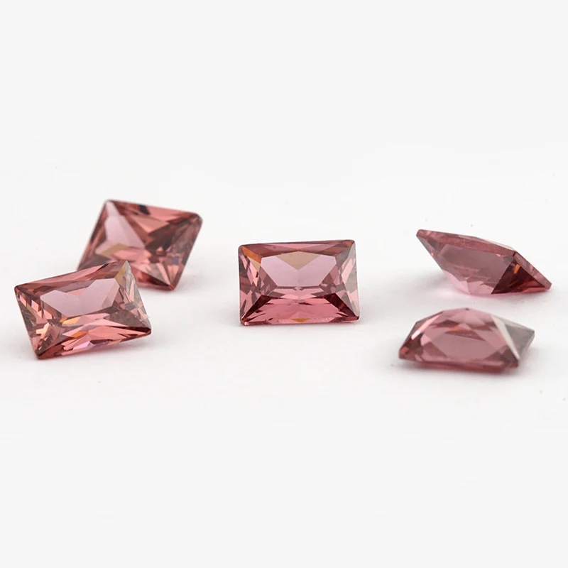 Rectangle Octagon Baguette Colored Cubic Zirconia Rhodolite Color Loose Stone