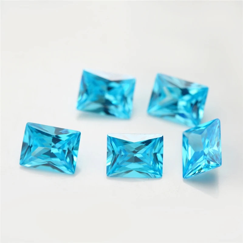 Rectangle Octagon Baguette Colored Cubic Zirconia Sea Blue Loose Stone
