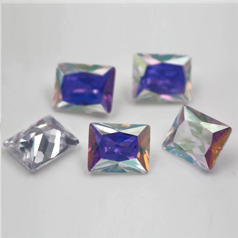 Rectangle Octagon Baguette Colored Cubic Zirconia Loose Stone