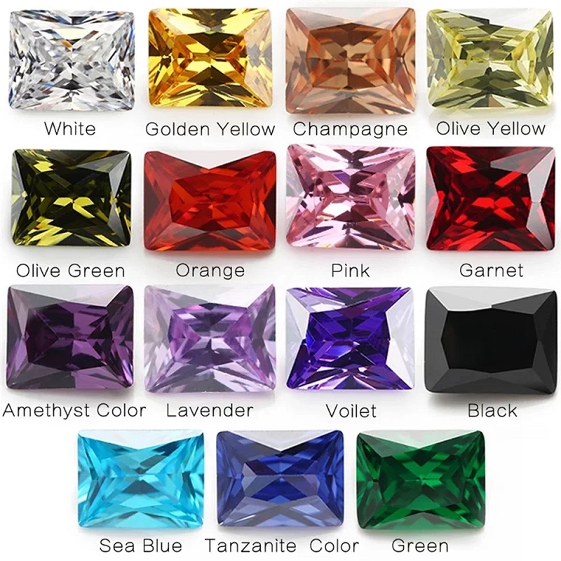 Rectangle Octagon Baguette Colored Cubic Zirconia Loose Stone