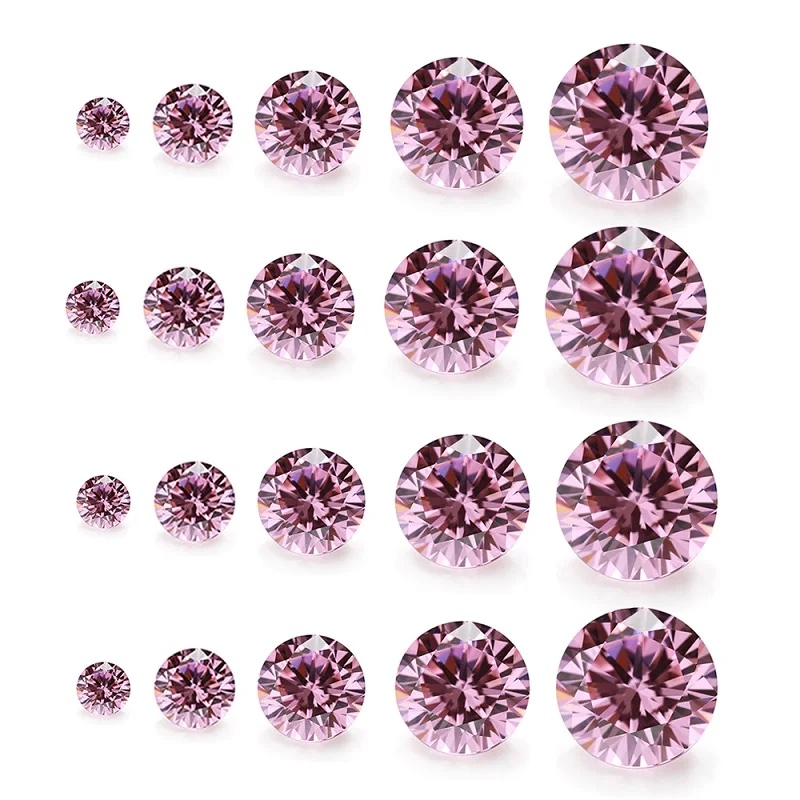 Round Colored Cubic Zirconia Pink Loose Stone