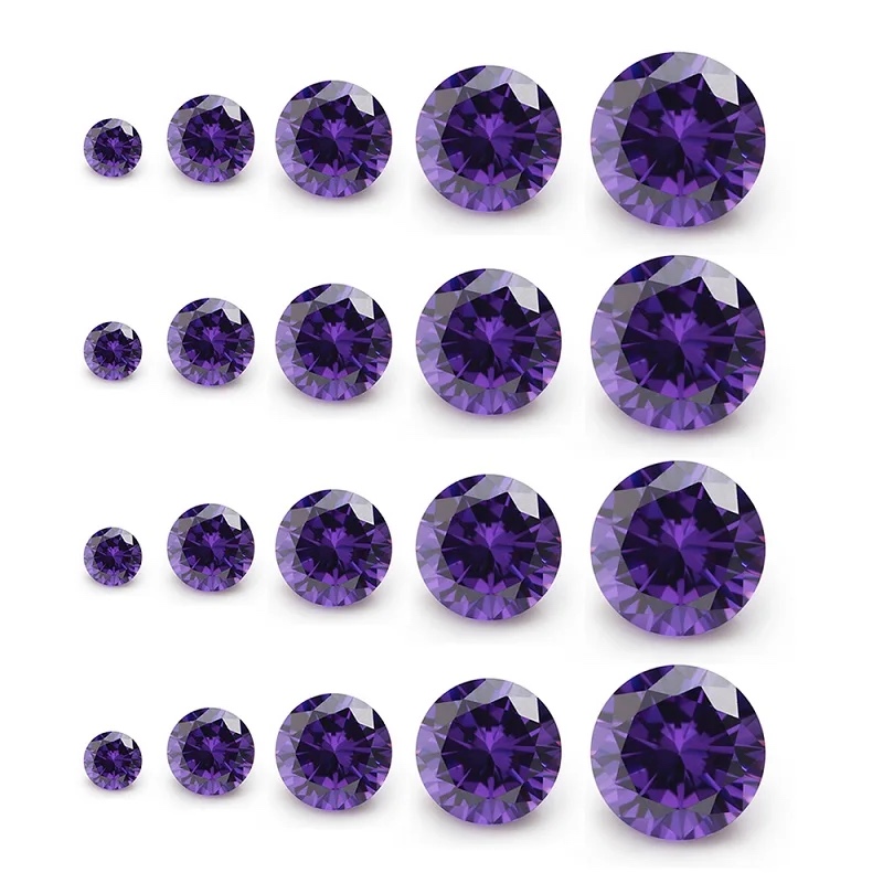 Round Colored Cubic Zirconia Violet Loose Stone