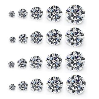 Round Colored Cubic Zirconia White Loose Stone