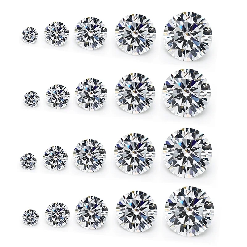 Round Colored Cubic Zirconia White Loose Stone