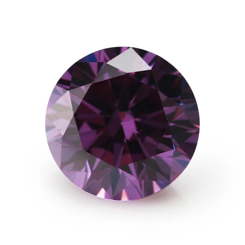 Round Colored Cubic Zirconia Amethyst Loose Stone