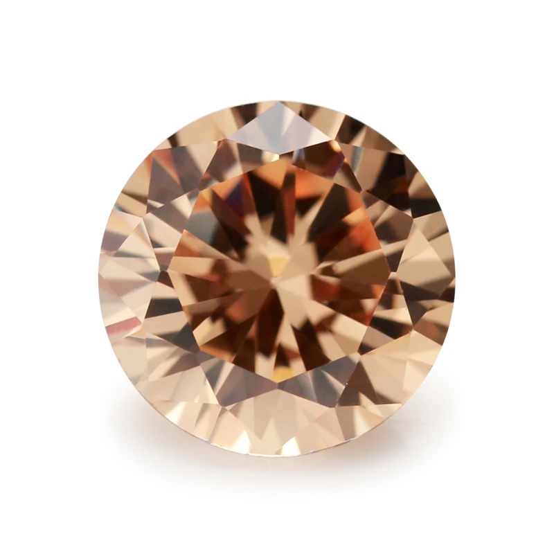 Round Colored Cubic Zirconia Champagne Loose Stone