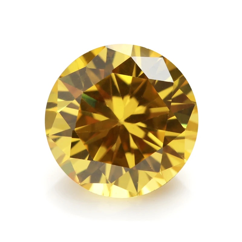 Round Colored Cubic Zirconia Golden Yellow Loose Stone