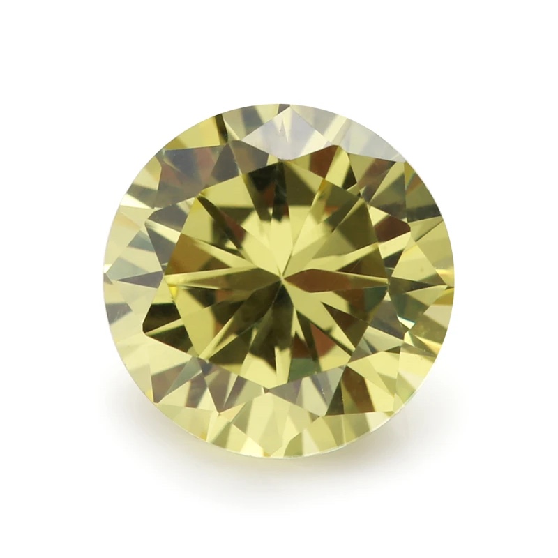Round Colored Cubic Zirconia Olive Yellow Loose Stone