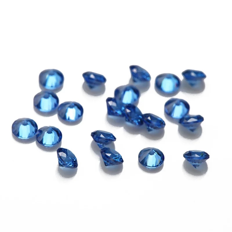 Round Colored Cubic Zirconia Blue Loose Stone