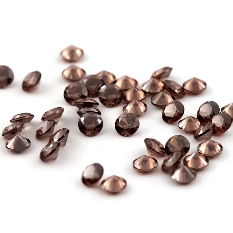 Round Colored Cubic Zirconia Coffee Color Loose Stone