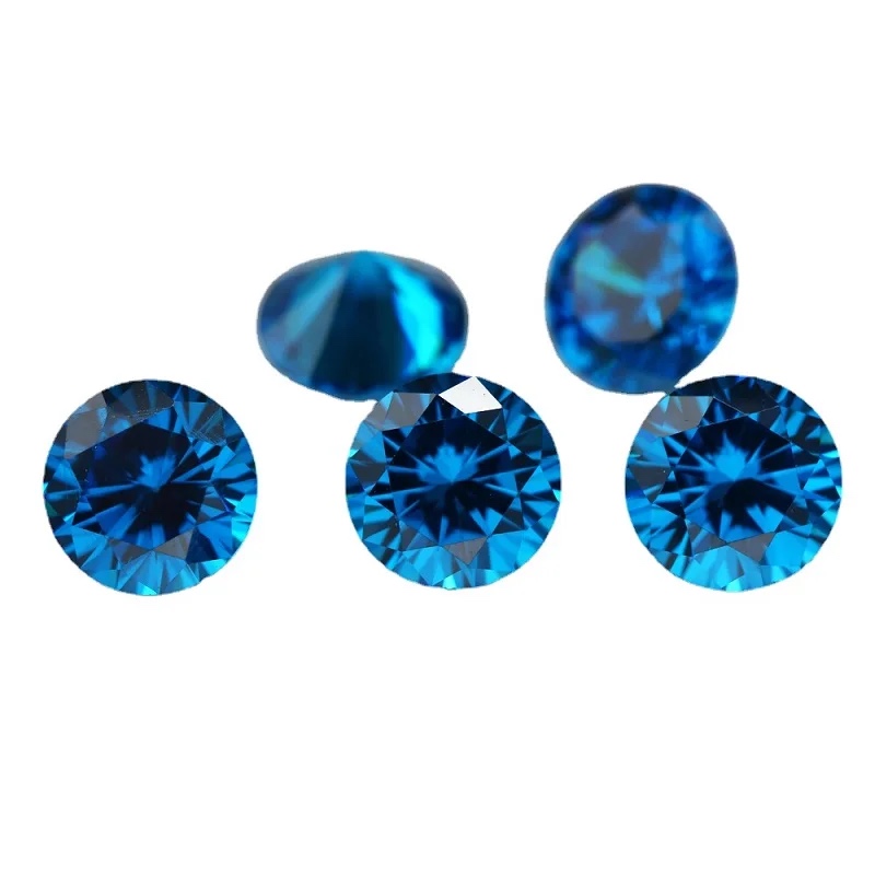 Round Colored Cubic Zirconia Deep Sea Blue Loose Stone