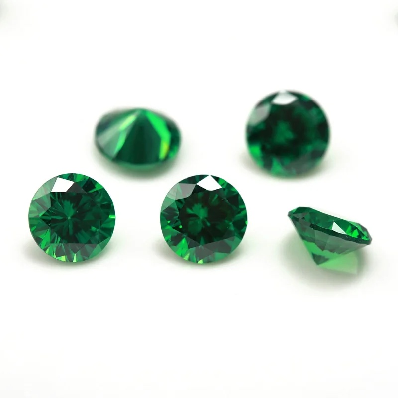Round Colored Cubic Zirconia Green Loose Stone