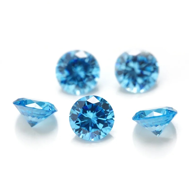 Round Colored Cubic Zirconia Sea Blue Loose Stone