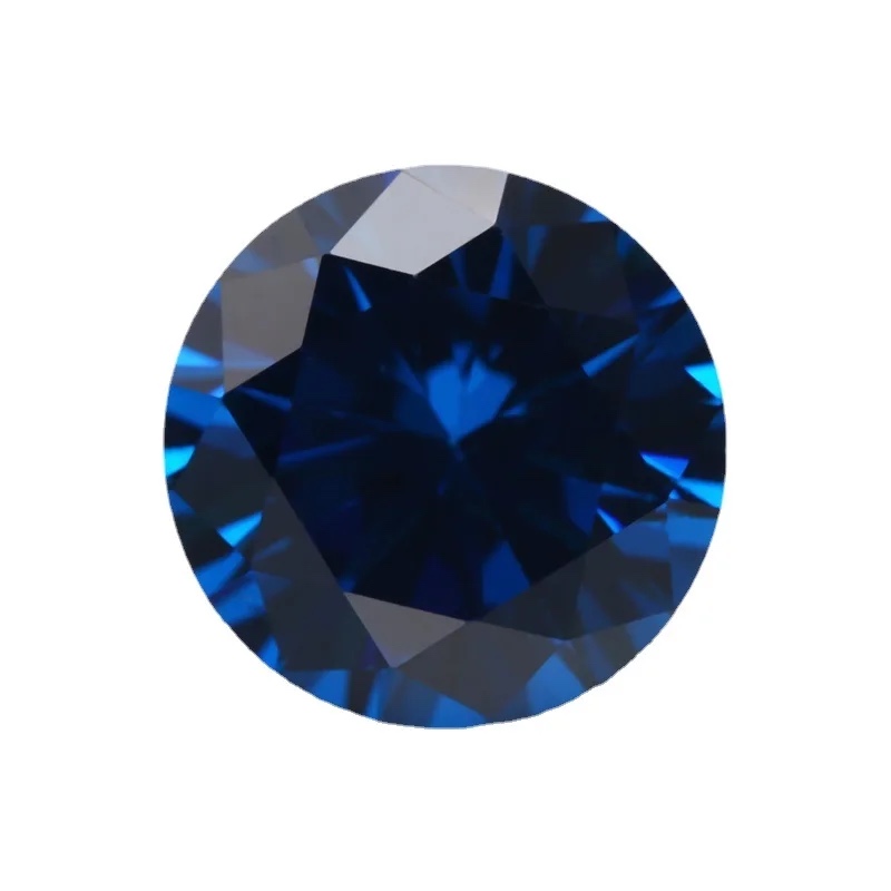 Round Colored Cubic Zirconia Blue Loose Stone