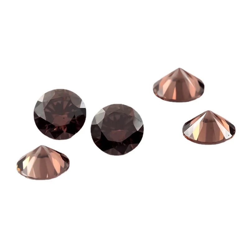 Round Colored Cubic Zirconia Coffee Color Loose Stone