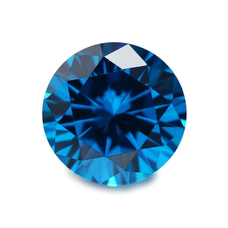 Round Colored Cubic Zirconia Deep Sea Blue Loose Stone
