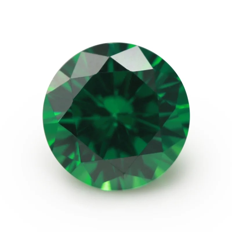 Round Colored Cubic Zirconia Green Loose Stone