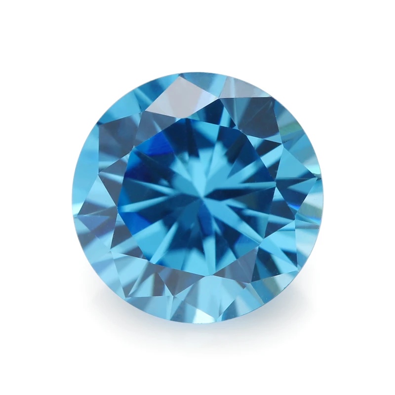Round Colored Cubic Zirconia Sea Blue Loose Stone