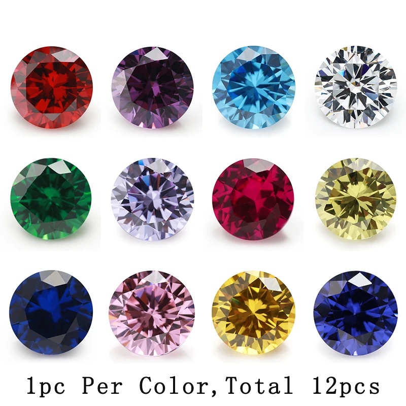 Round Colored Cubic Zirconia 1pc Per Color Loose Stone