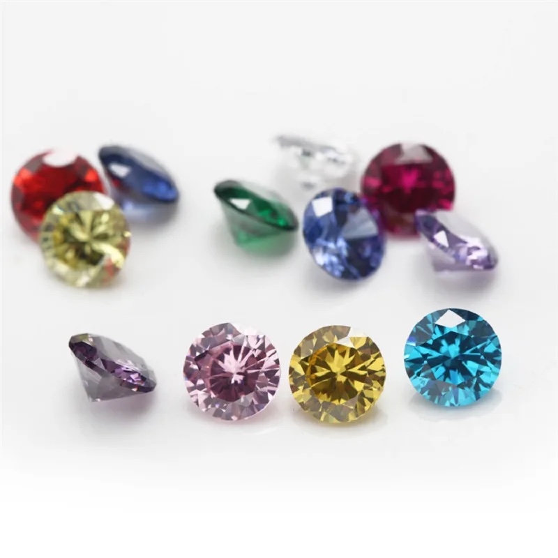 Round Colored Cubic Zirconia Loose Stone