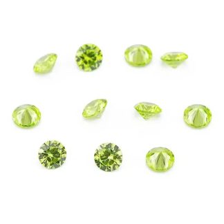 Round Colored Cubic Zirconia Apple Green Loose Stone