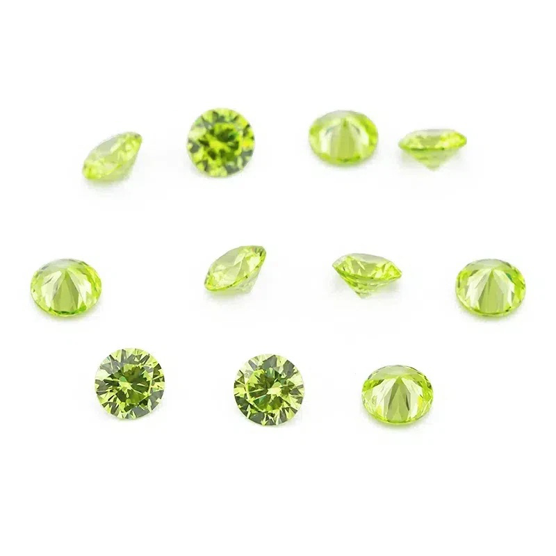 Round Colored Cubic Zirconia Apple Green Loose Stone