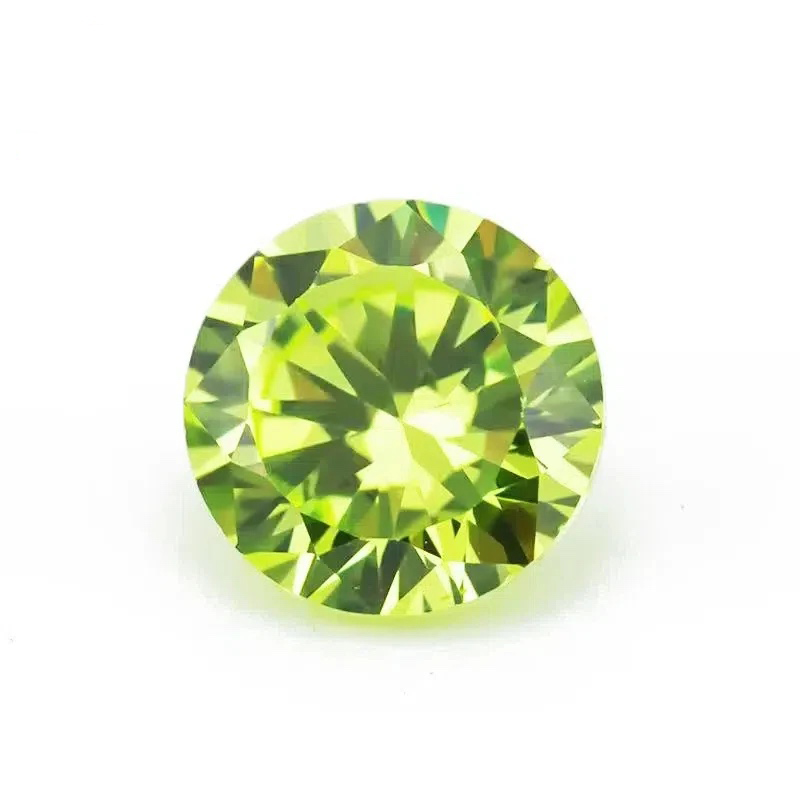 Round Colored Cubic Zirconia Apple Green Loose Stone