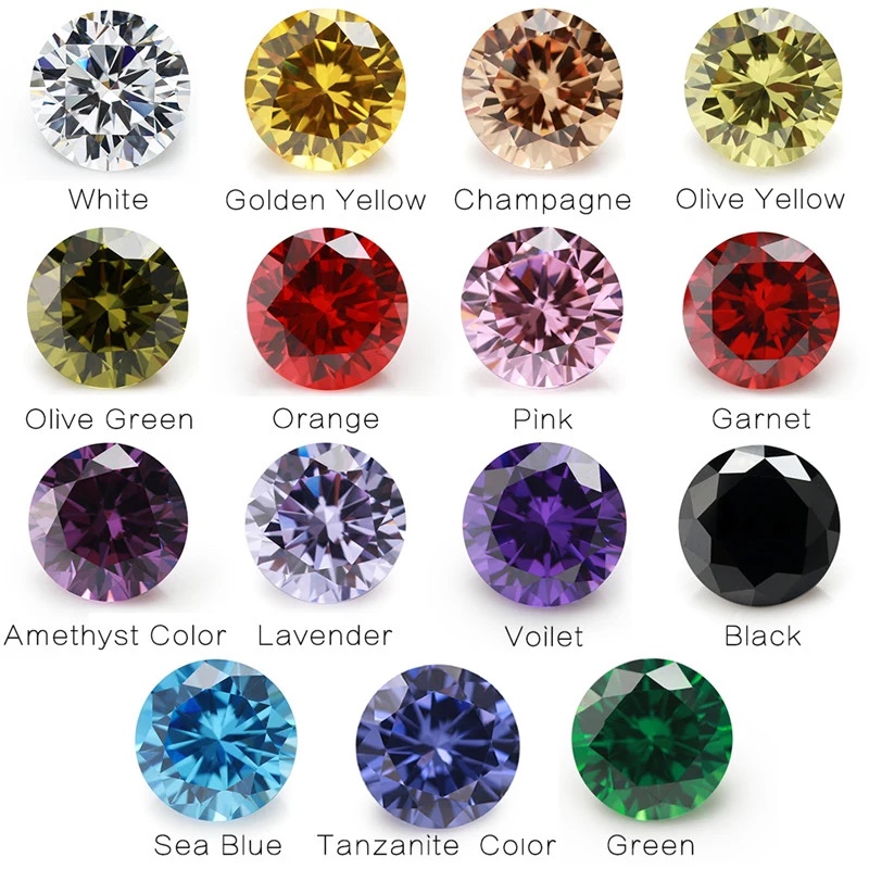 Round Colored Cubic Zirconia Loose Stone