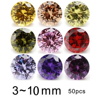 Round Colored Cubic Zirconia Loose Stone