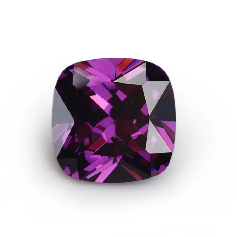 Square Cushion Colored Cubic Zirconia Amethyst Loose Stone