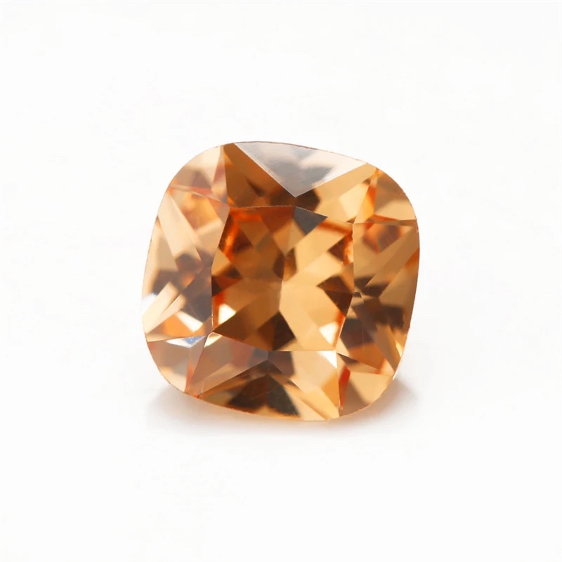 Square Cushion Colored Cubic Zirconia Champagne Loose Stone