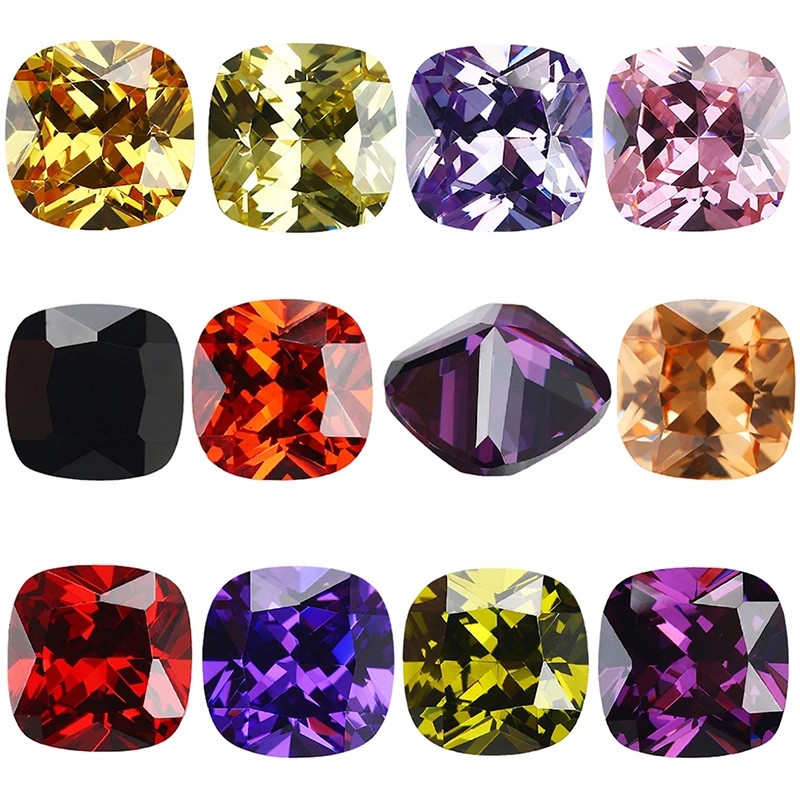 Square Cushion Colored Cubic Zirconia Loose Stone