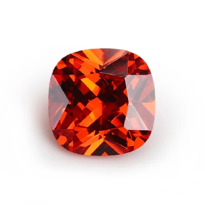 Square Cushion Colored Cubic Zirconia Orange Loose Stone