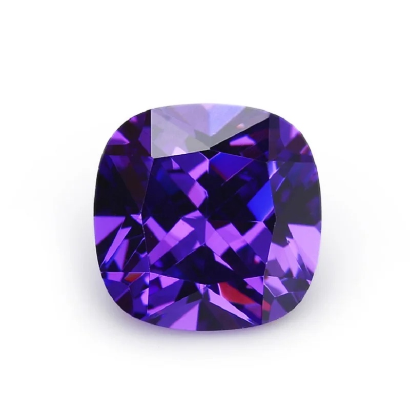 Square Cushion Colored Cubic Zirconia Violet Loose Stone
