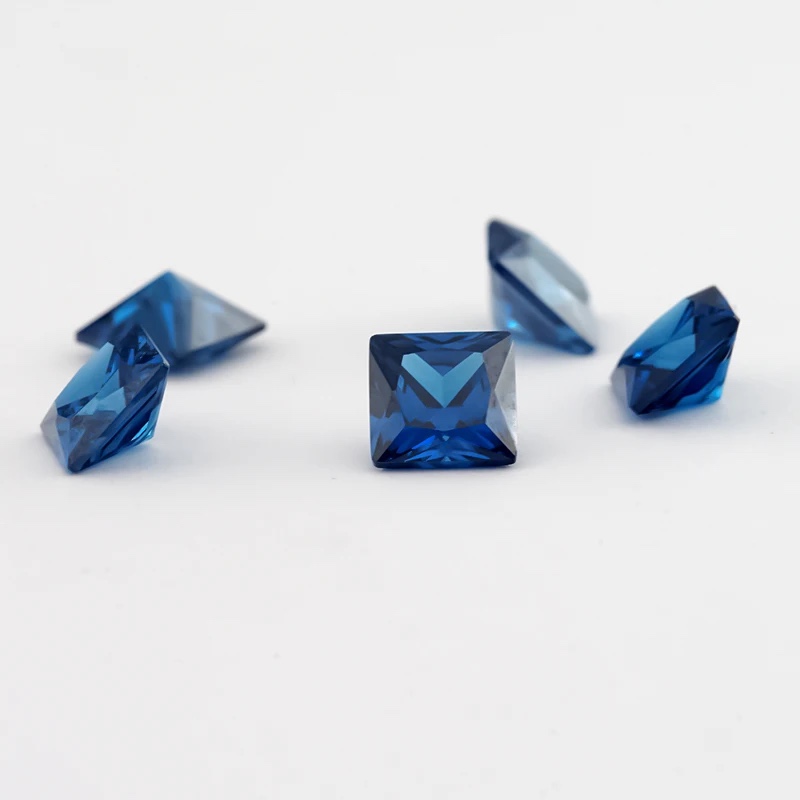 Square Cushion Colored Cubic Zirconia Blue Loose Stone
